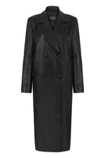 Elodie Croc Effect Leather Trenchcoat