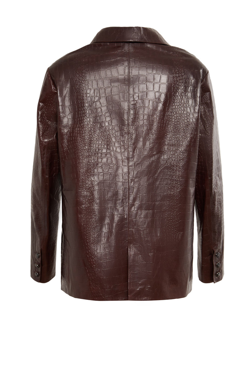 Aliyah Croc Effect Leather Blazer